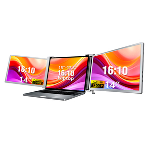 14 inch Plug and Play 1200P IPS <strong>Panel</strong> Hung on Laptops with Expandable Bracket Portable Triple-screen Monitor for <strong>Notebooks</strong> - Product Image 1