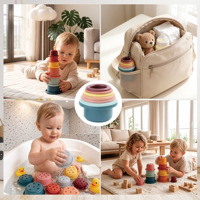 Tasses empilables en silicone de qualité alimentaire, jouet sensoriel doux pour le bain, jouet éducatif, cadeau de remise de diplôme très vendu