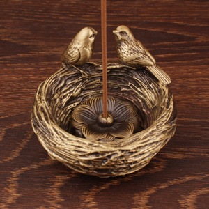 Brass Bird Nest Incense Holder Handmade Metal Aromatic <b>Diffuser</b> Home Decor - Product Image 1