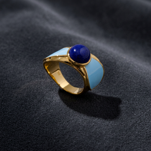 S925 14K <b>Gold</b> Plated Rhodium Plated Chunky Blue Enamel Pink <b>Opal</b> <b>Ring</b> Customizable for Retail OEM ODM From Thailand Party - Product Image 3