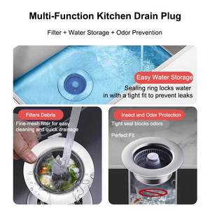 Filtro de Desagüe Redondo 3 en <span class=keywords><strong>1</strong></span> de Acero Inoxidable para Fregadero de Cocina, Desatascador Desmontable Anticongelante - Product Image 5