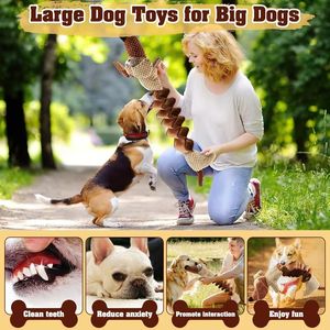 Cartoon Dog Squeak <b>Toy</b> <b>Plush</b> Chew Resistant Tug <b>Toy</b> Flexible Bone Shape Pet Teething <b>Toy</b> for <b>Large</b> Breeds - Product Image 2