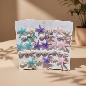 Presilhas de Cabelo com Glitter de Estrela-do-mar, Concha e Cauda de Sereia, Multicoloridas, para Férias na Praia, Acessórios de Cabelo Diários para Meninas Doces - Product Image 4