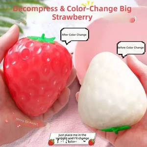 New Coming Color Changing 8cm Strawberry Stress-Relief <b>Squeeze</b> Toy <b>Ball</b>-Squeezable Bouncy Stress Relief Squishy Toy - Product Image 1