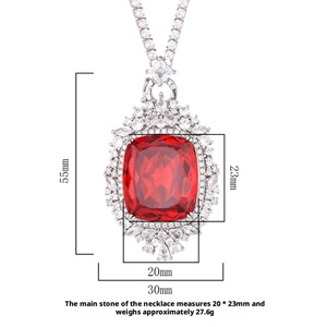 Bulk Supply High Quality 23*23mm Red Cubic Zirconia Jewelry Trendy Eco-friendly Copper Women <b>Statement</b> Pendant <b>Necklace</b> - Product Image 6