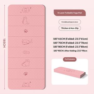 Tapis de <span class=keywords><strong>yoga</strong></span> pliable 185 cm grande taille, tapis de sport portable d'extérieur, tapis de fitness épaissi antidérapant, design animé de dessins animés - Product Image 6