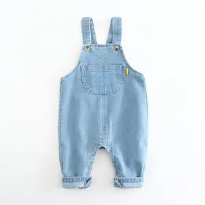 Pinuotu Cute Kids Clothing Plain Jeans Baby Wear Jumpsuit Rompers Boy Girl Casual Children Solid Denim Dungarees Overalls