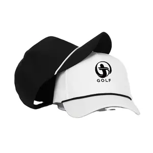 Yetişkinler için özel 5-Panel pamuk naylon beyzbol Golf kap sportif tarzı delikli tasarım ve kavisli ağız su geçirmez kauçuk halat