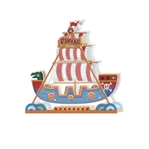 Songwoo Groothandel Kerst Stijl Afneembare Kamer Decoratie Tafel Decoratie 5d Diy Diamond Painting Art Kit Piratenschip