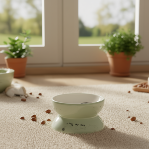 Comedero de Cerámica para Mascotas 0.15 L 13 Cm Blanco Salvia Diseño I Love My Cat - Product Image 3