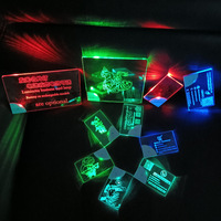 Carte de visite en acrylique lumineuse avec lampe LED, logo personnalisé, impression UV, gravure au laser, carte lumineuse RGB, cadeau souvenir