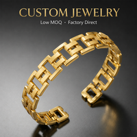 Bracelets Joncs Dorés Personnalisés Yogoo pour Hommes, en Acier Inoxydable, Style Bracelet de Montre à Maillons en H, Bracelet Creux, Bijoux de Fête, Échantillon de Moule Personnalisé