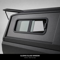 Bâche de benne modulaire en aluminium noir mat pour pick-up avec fenêtre coulissante latérale à aile de mouette et double poignée en T