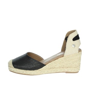 Espadrillas nere 171748 comodi sandali con zeppa - Product Image 1