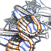 Patch thermocollant brodé écologique sur le thème du baseball, motif chauve-souris, gant, casque, pour la décoration de vêtements, vestes, chapeaux, sacs, DIY