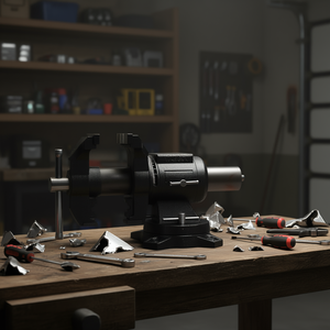 Étau d'établi 5 pouces noir, base pivotante polyvalente, mâchoires dentelées et lisses, pince rotative pour usage en atelier de bricolage - Product Image 2