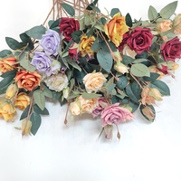Meilleure vente de haute qualité 3 têtes simple longue tige Rose fleur soie Roses fleurs artificielles pour la décoration de la maison de mariage