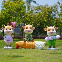Sculpture d'animal de dessin animé en fibre de verre, faite à la main, personnalisable, pour extérieur, idéale pour les jardins d'enfants, les parcs, les centres commerciaux et les sites touristiques