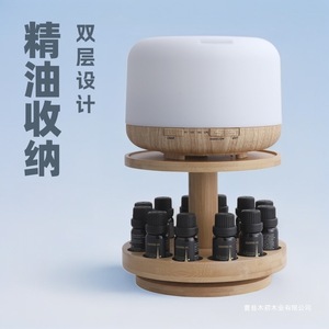 Cross-border best-selling minimalist European and American style double-layer bamboo <b>rotating</b> essential oil <b>display</b> rack, - Product Image 1