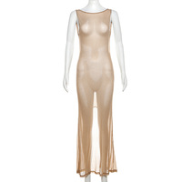 Robes d'été 2024 Femmes Tight Sexy Backless Solid Split Sling Dress Women Fashion Dresses