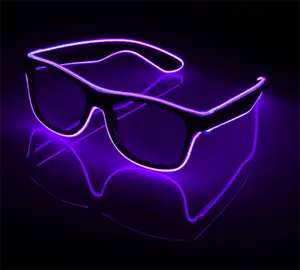 Kacamata bercahaya Led kabel EL diaktifkan suara warna-warni menarik kacamata pesta bercahaya untuk hadiah dekorasi