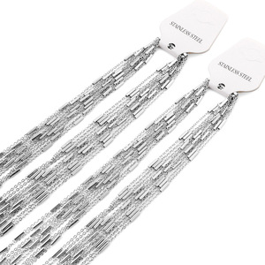 Stainless Steel Tassel Drop Earrings Gold Silver Geometric <b>Chain</b> Jewelry Fashion Earrings 0.4mm Wide <b>Cross</b> Design - Product Image 5