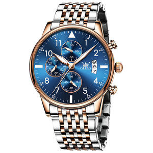 Reloj de Pulsera de Cuarzo Multifuncional con Cronógrafo, Diseño Clásico de Lujo 2869, Dorado, con Logotipo Personalizado OEM, para Hombre - Product Image 2
