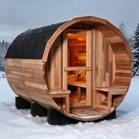 Outdoor-Sauna aus Massivholz mit Vordach für 4-6 Personen, Nass-Saunaraum mit optionalem Elektroheizer, geeignet für Privathäuser