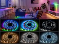 Светодиодная лента WS2805 RGBCCT DC12V/24V 5-в-1 RGB+регулируемый белый свет, для освещения баров, вечеринок, простая в сборке