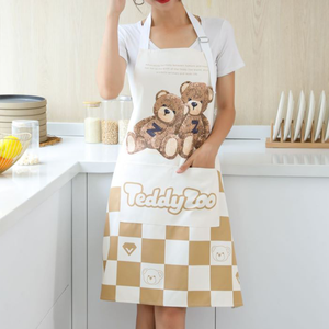 KEFEI impermeable a prueba de aceite oso de peluche babero sin mangas poliéster delantal barbacoa cocina con bolsillos para hombres y mujeres - Product Image 2