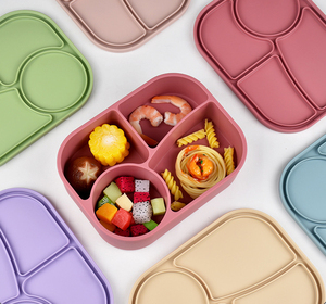 Eversoul-Caja Bento de silicona con 4 compartimentos para microondas, contenedor de almacenamiento de alimentos, fiambrera de silicona para niños pequeños - Product Image 6