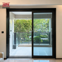 Porte coulissante en aluminium à double vitrage trempé avec design personnalisé et nouveau motif, dotée d'un système de verrouillage renforcé