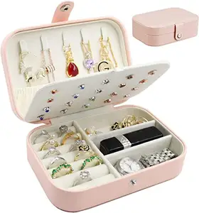 Venda quente personalizada estampada, requintada embalagem de joias para viagem, couro, caixa de presente, armazenamento de joias, caixa de armazenamento, rosa