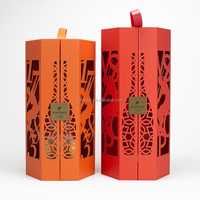 Boîte rigide en bois MDF recyclé sur mesure, doublée d'une éponge, à double porte magnétique, avec poignée, pour vin, whisky, vodka de luxe