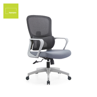 Chaise de bureau confortable avec dossier en maille, pivotante, ergonomique, avec accoudoirs fixes et soutien lombaire