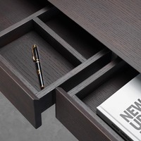 Table de PDG exécutif au design moderne Bureau réglable en bois massif noir Fonction électrique extensible pour poste de travail