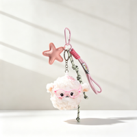 Breloque de sac personnalisée avec logo, motif mouton shaggy intellectuel, lunettes geeky et étoile terrestre, porte-clés en corde tressée pour sac à dos