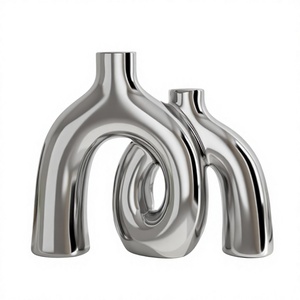 Moderno Florero de Aluminio para Mesa y Suelo, Ecológico, Hecho a Mano, Diseño Escultural Abstracto, Decoración para Sala de Estar, en Oferta - Product Image 1