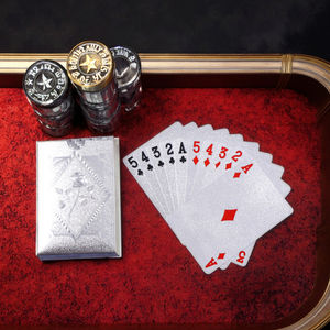 Lámina de oro Impermeable <span class=keywords><strong>Local</strong></span> Naipes de oro Personalización Suministro directo de póquer de PVC grueso mate dorado - Product Image 6