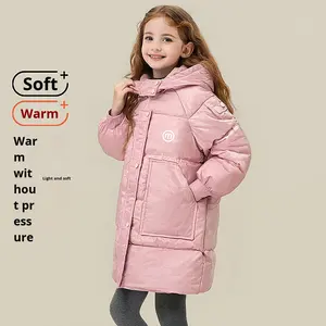 Parkas longs matelassés imprimés pour garçons et filles, manteaux d'hiver chauds et épais à capuche, coupe-vent pour enfants, vêtements d'extérieur pour temps froid - Product Image 1