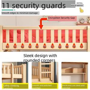 Двухъярусная кровать из массива дерева, утолщенная, для дома, детская кровать, высокая и низкая кровать для родителей и детей - Product Image 6