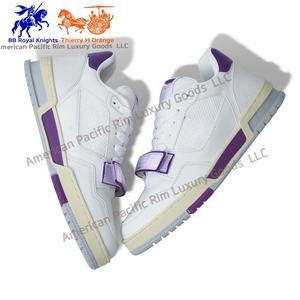 Chaussures de sport vintage de luxe pour hommes, en cuir de haute qualité, pour la marche, la course et le skateboard, à lacets, neuves - Product Image 3