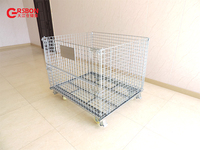Palette grillagée avec roues Empilable Pliable Cage en acier inoxydable Conteneur de stockage pour entrepôt et industrie