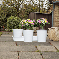 Ensemble de jardinières d'herbes avec plateau Pots d'herbes en métal de jardin pour plantes d'intérieur Kit rond de jardin de cuisine Pots de plantes de rebord de fenêtre jardinière
