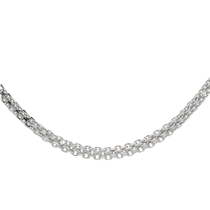 Structured Dual Cross White Pt950 Weighty Neck Lariat With <b>Square</b> Cut Links For Masculine Men Daily Platinum Accessory - Product Image 2