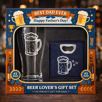 Coffret bière pour la fête des pères, coffret cadeau pour les amateurs de bière avec verre à bière et ouvre-bouteille pour papa, cadeau d'anniversaire pour la fête des pères