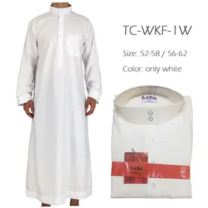 Wholesale Polyester Muslim Men's Robe Arab Middle East Men's Light Plate Qatar Standing Collar Robe