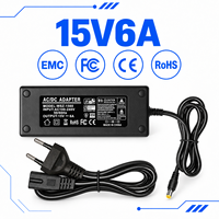 Alimentation professionnelle 15V 6A 90W avec prise EU, adaptateur secteur CA/CC à découpage haute stabilité pour moniteur, ordinateur, téléviseur