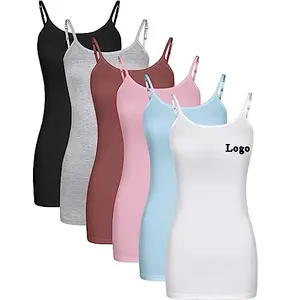 Damen Modal Long Tank Tops Lange Unterhemd Workout Tops für Frauen Verstellbare Spaghetti träger Frauen Camis Unterhemden