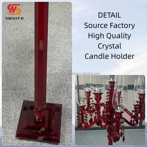 Candélabre rectangulaire de 120 cm en acrylique transparent avec 9 bras et design miroir, idéal pour les centres de table de mariage - Product Image 2